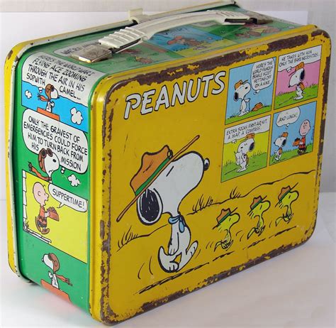 small metal peanuts lunch box value|snoopy vintage lunch box.